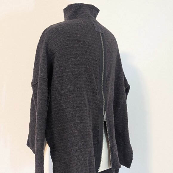 Free People Asymmetric Wool Sweater Zipper Detail - Brown  Small Medium Large - Picture 2 of 11